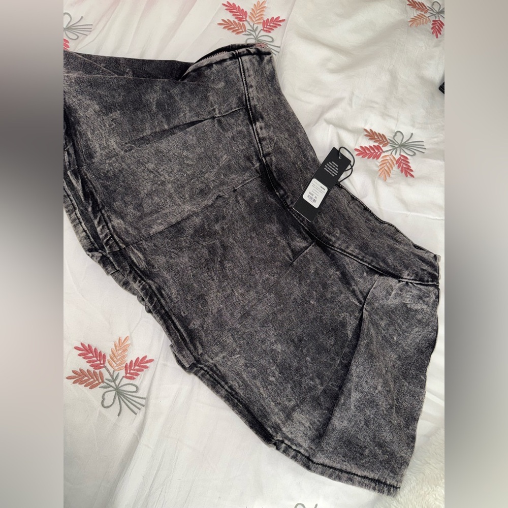Fashion Nova Charcoal Denim Mini Skort